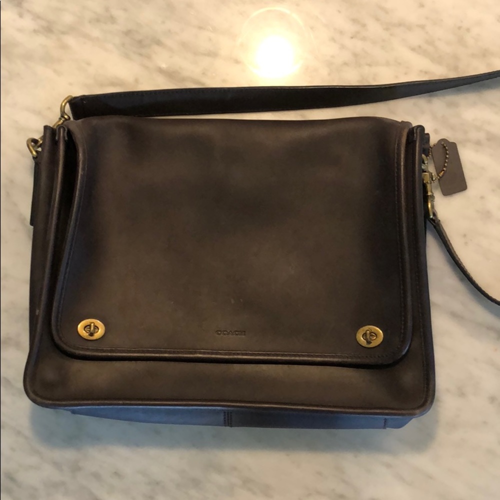 Coach chocolate brown large messenger laptop bag